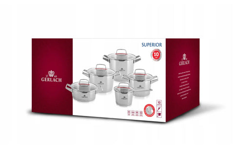 SUPERIOR 5-Piece Pot Set w Lids Gerlach USA
