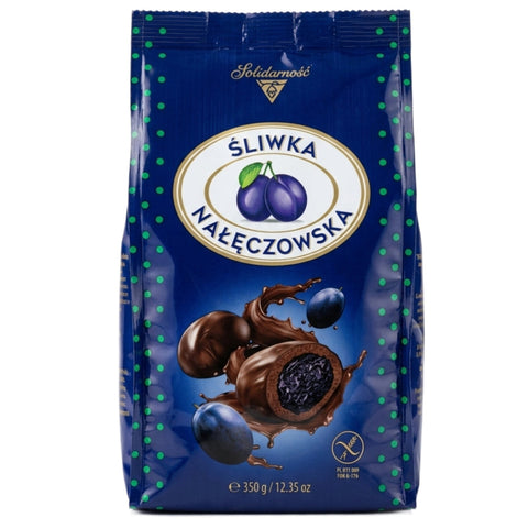 Solidarnosc Candied Plums in Dark Chocolate "Sliwka Naleczowska" 12.35oz 350g Solidarnosc