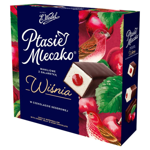 Wedel Bird’s Milk (Ptasie Mleczko) Chocolate Covered Marshmallow Treats Vanilla with Cherry Jelly Vanilla with Cherry Jelly 12oz 340g E.Wedel