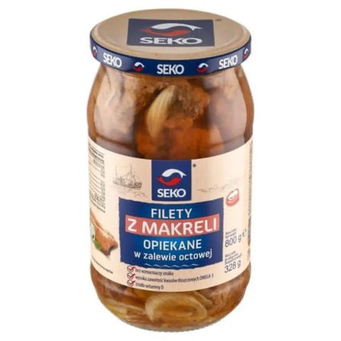 Seko Herring & Mackerel ā Traditional Polish Recipes Fried Mackerel in Vinegar Marinade 28.22oz 800g Seko