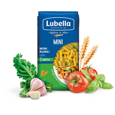Lubella Pasta & Noodles Mini Tubes with Vegetables 14.10oz 400g (Mini Rurki z Warzywami) Lubella