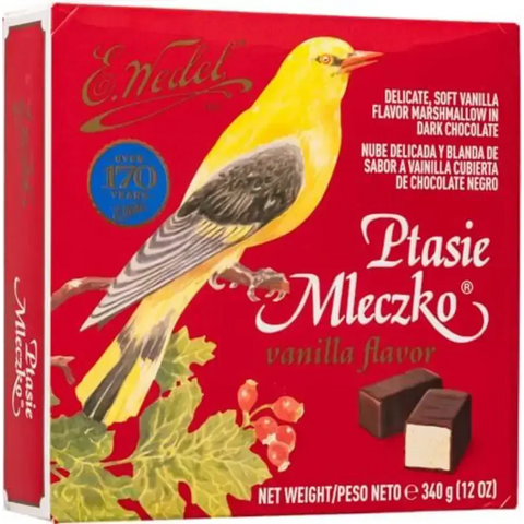 Wedel Bird’s Milk (Ptasie Mleczko) Chocolate Covered Marshmallow Treats Vanilla Vanilla 12oz 340g E.Wedel