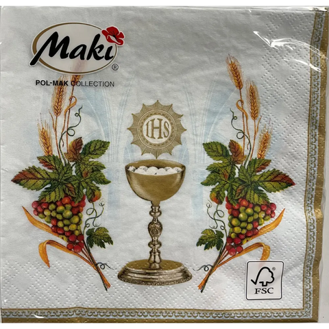 Napkins with Chalice and IHS Design Nr2 Pack of 20 Lalix