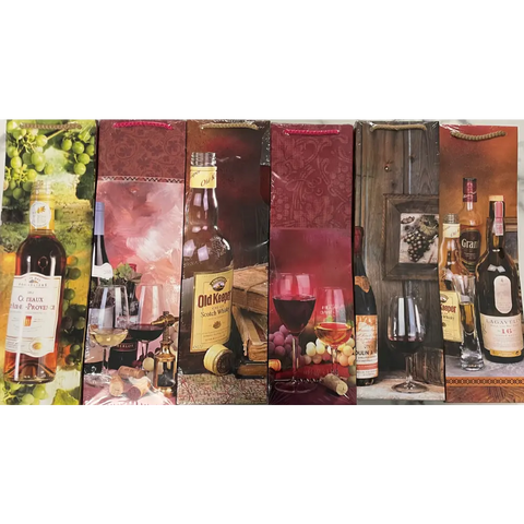 Wine Gift Bag with Sommelier-Themed Design 1 Randomly Selected Lalix