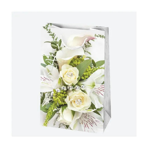 Elegant Gift Bag with White Roses and Lilies Lalix