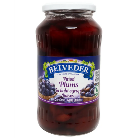 Belveder Plum Halves in Syrup 24.34oz 720g Belveder