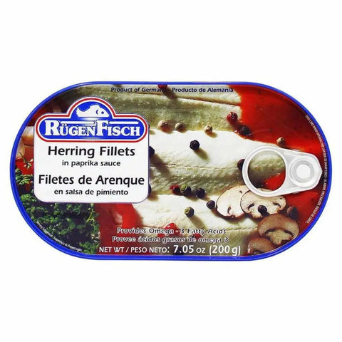 Rugen Fisch Canned Fish Herring Fillets in Paprika Sauce Herring Fillets in Paprika Sauce 7.05oz 200g Rügen Fisch