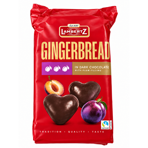 Lambertz Filled Gingerbread Hearts Covered in Dark Chocolate 5.29oz 150g Plum Lambertz