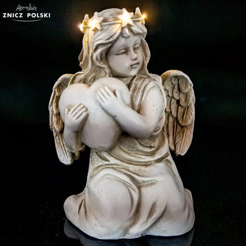 LED Angel Memorial Figurine – Forever in Our Hearts Znicz Polski