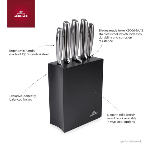 Knife set in black block MODERN Gerlach USA