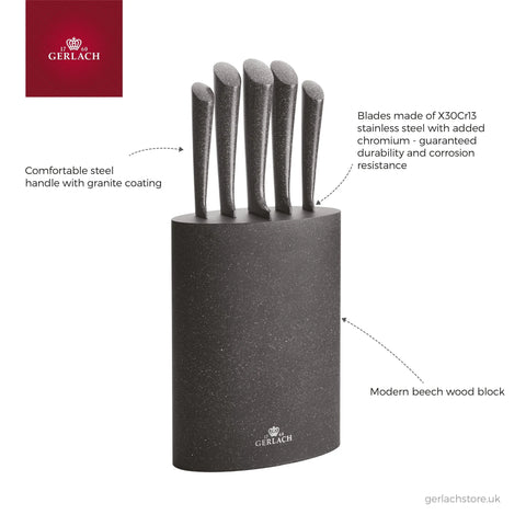 GRANITEX knife set in a block Gerlach USA