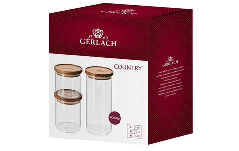 Set of airtight glass containers Country 3 pieces Gerlach USA