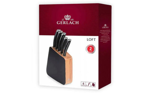 Professional Chef Knife Set "LOFT", 5 Pieces, with Block and Gift Box Gerlach USA