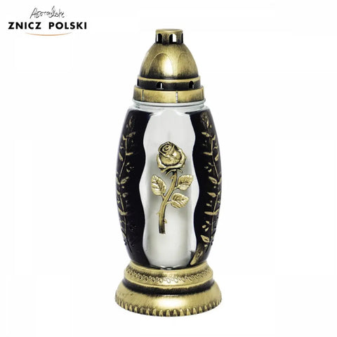 Glass Grave Candle – Model Z484 "Rose" Gold Znicz Polski