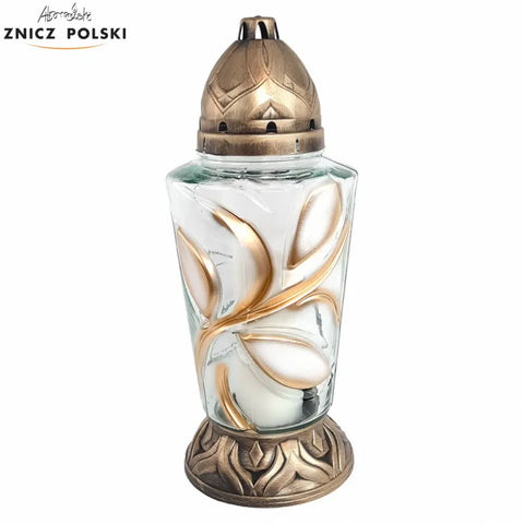 Glass Grave Candle – Model ZŁ "Leaf" Znicz Polski