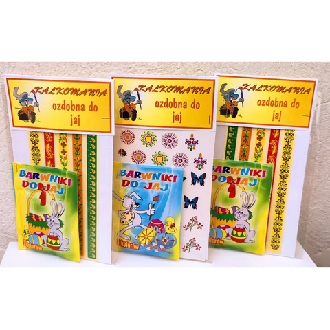 Polish Easter Egg Decorating Kit – Mix of Shrinking Sleeves, Decals & Traditional Dyes Polish Easter Egg Decals – Complete Set (Kalkomania do Jaj – Komplet) Shop Belveder