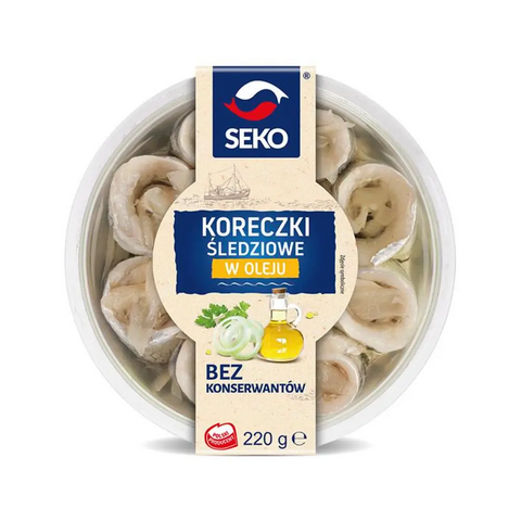 Seko Herring Rolls – Plastic Tray Herring Rolls in Oil 7.76oz 220g Seko
