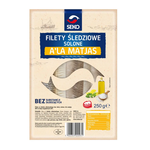 Seko Lightly Salted Herring Fillets A’la Matjas in Oil 8.82oz 250g Seko