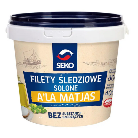 Seko Lightly Salted Herring Fillets A’la Matjas in Oil 14.11oz 400g Seko