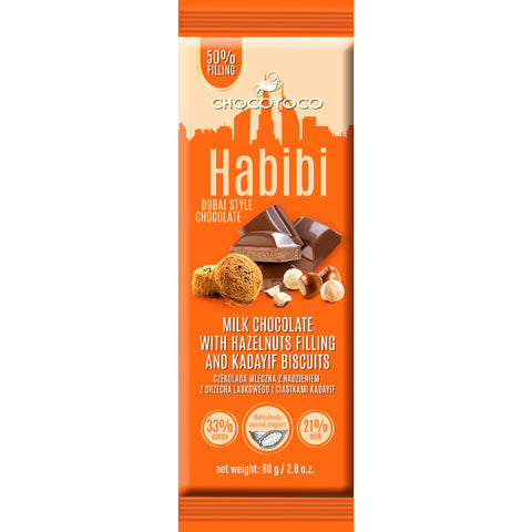Chocoyoco Dubai Milk Chocolate with Hazelnut Filling and Kadaif Biscuits Chocoyoco