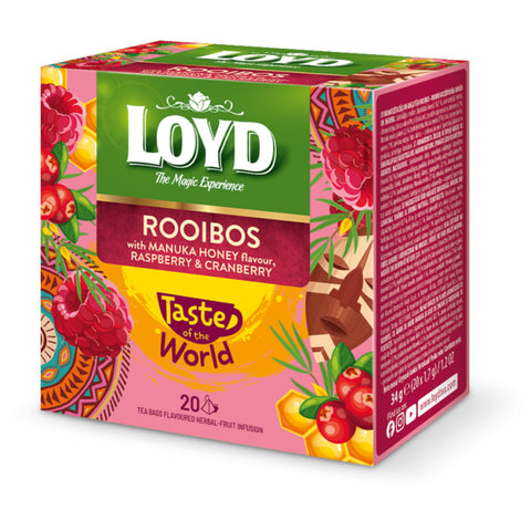 Loyd Tea Taste of World Rooibos With Manuka Honey & Raspberry & Cranberry Pyramids Loyd