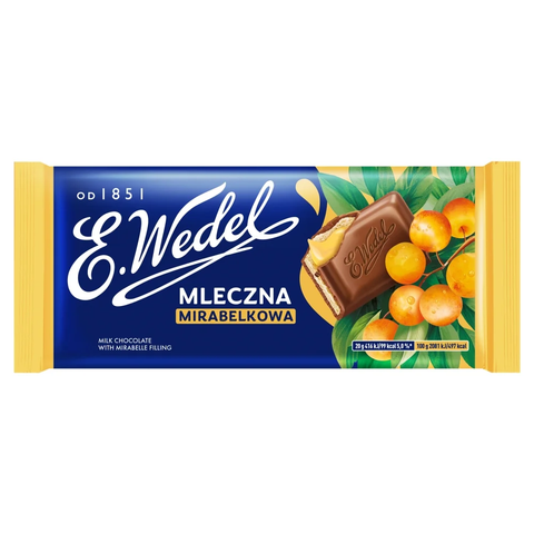 Wedel Milk Chocolate Milk Chocolate with Mirabelle 3.5oz 100g E.Wedel