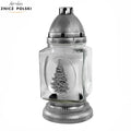 Christmas Grave Candle – Model BN KWD CH2 with Holiday Motif Silver Znicz Polski