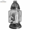 Glass Grave Candle – KWD MB Square with Virgin Mary Image Silver Znicz Polski