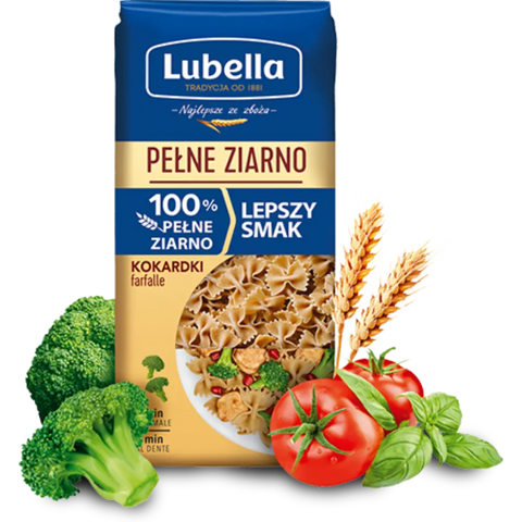 Lubella Wholegrain Pasta & Noodles Wholegrain Bow Pasta (Pelne Ziarno Kokardki) 14.10oz 400g Lubella