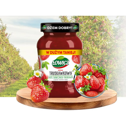 Lowicz Jam Traditional Fruit Spread XXL Strawberry 15.9oz 450g Lowicz