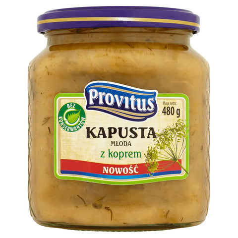 Polish Traditional Fried Vegetable Sides White Cabbage with Fresh Dill 16.9oz 480g Provitus