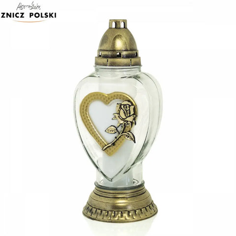 Glass Cemetery Candle L1510R Gold Znicz Polski