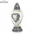 Glass Cemetery Candle L1510R Silver Znicz Polski