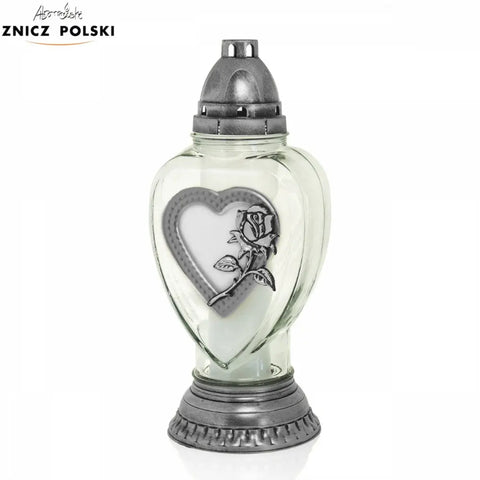 Glass Cemetery Candle L1510R Silver Znicz Polski