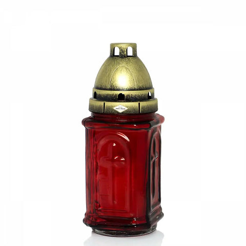 Glass Grave Candle Znicz KMI Red Znicz Polski