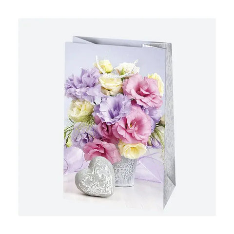 Elegant Gift Bag with White Roses and Lilies Lalix