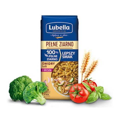 Lubella Wholegrain Pasta & Noodles Wholegrain Fusilli with Spelt (Pelne Ziarno Swidry z Orkiszem) 14.10oz 400g Lubella