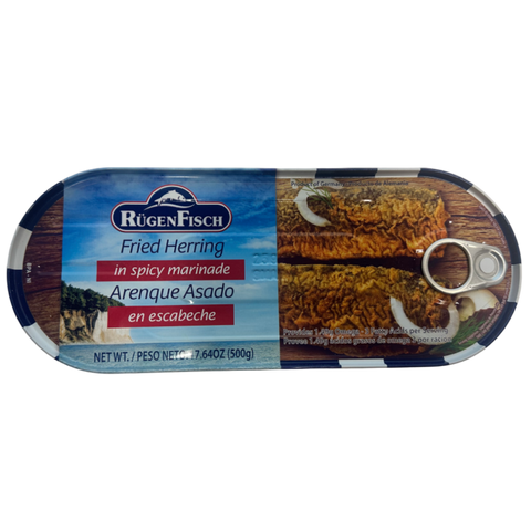 Rugen Fisch Canned Fish Fried Herring Fillets in Spicy Marinade Rügen Fisch