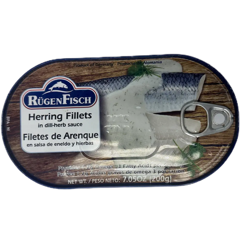 Rugen Fisch Canned Fish Herring Fillets in Dill-Herbs Sauce Rügen Fisch