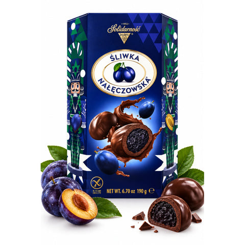 Solidarnosc Candied Plums in Dark Chocolate "Sliwka Naleczowska" 6.7oz 190g Solidarnosc