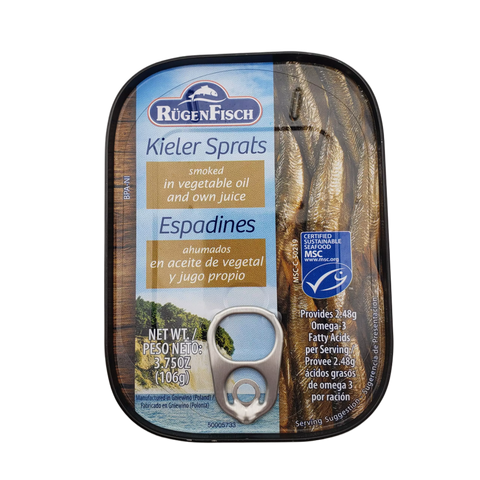 Rugen Fisch Canned Fish Smoked Kieler Sprats in Vegetable Oil & Own Juice Rügen Fisch