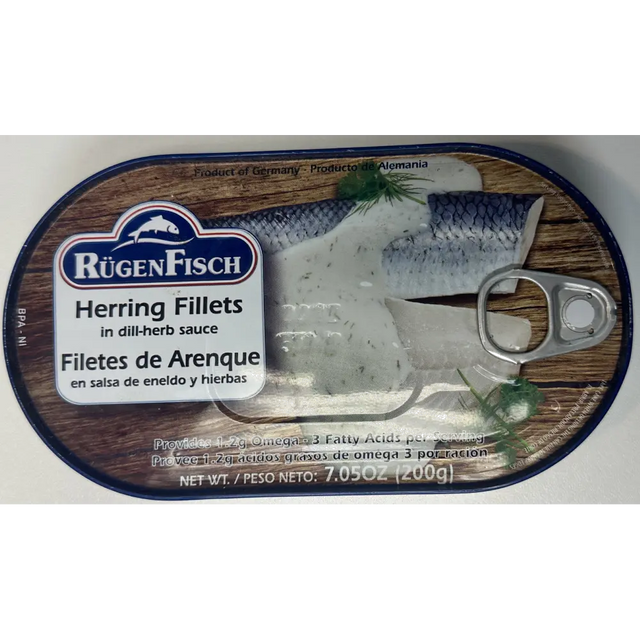 Rugen Fisch Canned Fish Herring Fillets in Dill-Herbs Sauce – Shop Belveder