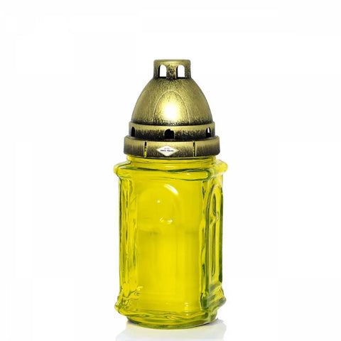 Glass Grave Candle Znicz KMI Yellow Znicz Polski