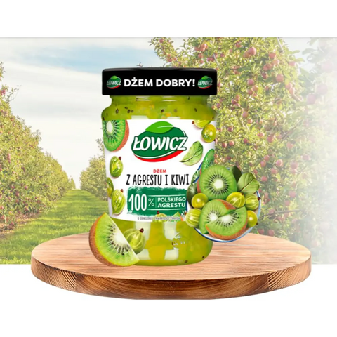 Lowicz Jam Traditional Fruit Spread Gooseberry & Kiwi 9.9oz 280g Lowicz
