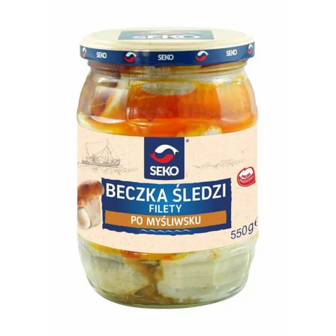 Seko Herring & Mackerel – Traditional Polish Recipes Herring Fillets Hunting Style 19.4oz 550g Seko