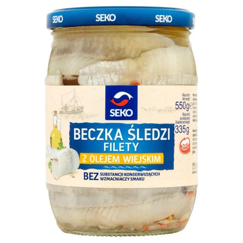 Seko Herring & Mackerel – Traditional Polish Recipes Herring in Oil 19.4oz 550g Seko