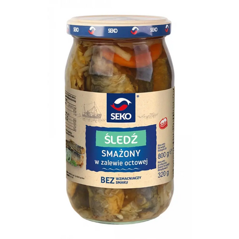 Seko Herring & Mackerel – Traditional Polish Recipes Fried Herring in Vinegar Marinade 28.22oz 800g Seko