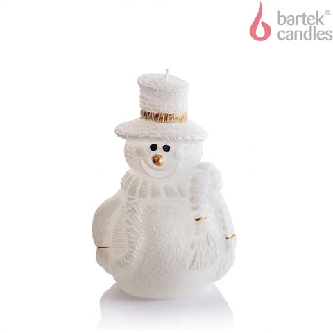 Snowman Figure Candle – 12.5 cm by Bartek Candles White Bartek Candles