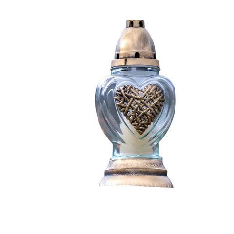 Grave Candle – “Heart of Thorns” Medium-Sized Memorial Light Gold Znicz Polski