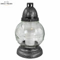 Glass Grave Candle – “Kula” Globe-Shaped Memorial Light Silver Znicz Polski
